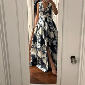 Sachin & Babi Brooke Gown Blue Ikat Floral